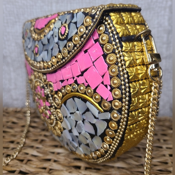 RAMLA | Beverly Hills | Handcrafted Metal Bag w/Mosaic Stones - Picture 3 of 11